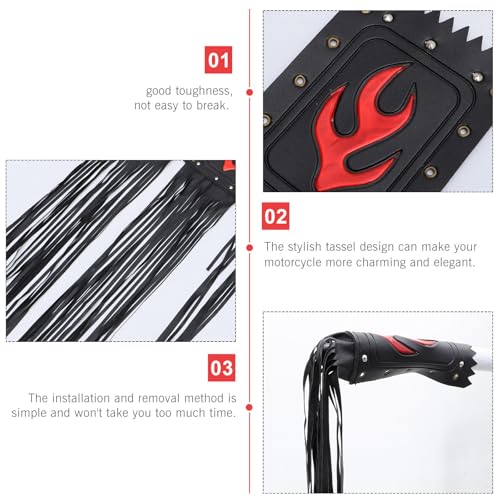 Puños de flecos negros para moto con cubiertas elegantes de manillar 3