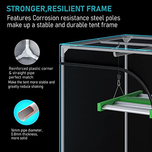 Topogrow Hydroponics 48"X24"X72" Indoor Grow Tent Diamond Reflective Mylar 4'X2' Grow Tents House Dark Room With Floor Tray Indoor Gardening For Indoor Plant Tent Growing System #TOP4