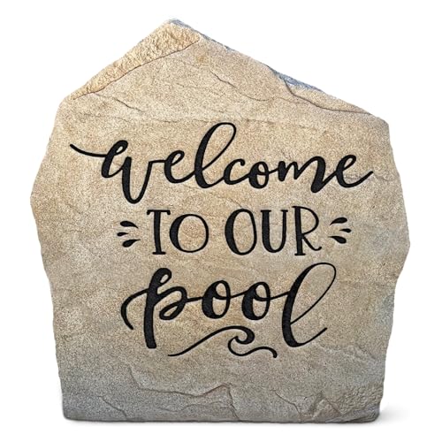 Welcome to Our Pool - Sandstone 21” x 21” - Garden Rock by Design A Stone