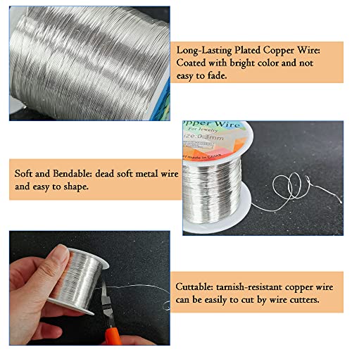 328 feet tarnish resistant copper wires 28 gauge jewelry craft wires beading wire for jewelry making wire wrapping and craftingsilver