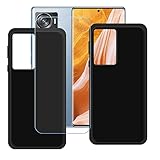 FZYM Case for ZTE Axon 40 Pro + Tempered Glass Screen Protector Protective Film,2 Pack Slim Black Soft Gel TPU Silicone Protection Phone Case Cover for ZTE Axon 40 Pro (6.67')