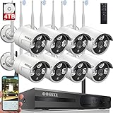 Dual Antennas for WiFi Enhanced & 60 Days Storage AI Human Detected 2K 3.0MP Wireless Security Camera System,OOSSXX 10 Channel DVR HD Outdoor Home Surveillance WiFi Cameras Systems