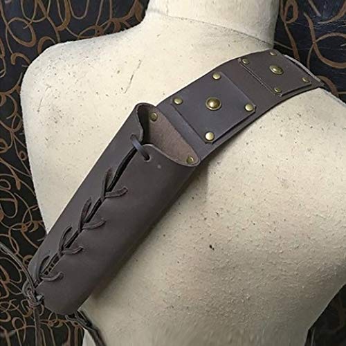 SZQL Leather Baldric Shoulder Belt for Medieval Long Sword Claymore Belt Frog Hanger,Brown