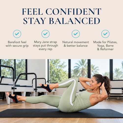 Image of Tucketts Allegro Toeless Pilates Socks with Grips for Women, Non-Slip Open-Toe Grip Socks, Yoga, Barre, Dance, Reformer, Home