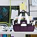 JJRING Craft Organizer Tote Bag, Art Storage Caddy with Multiple Pockets, Deep Purple Sewing Bag for Art, Craft, Scrapbooking, Medical, and Office Supplies Storage