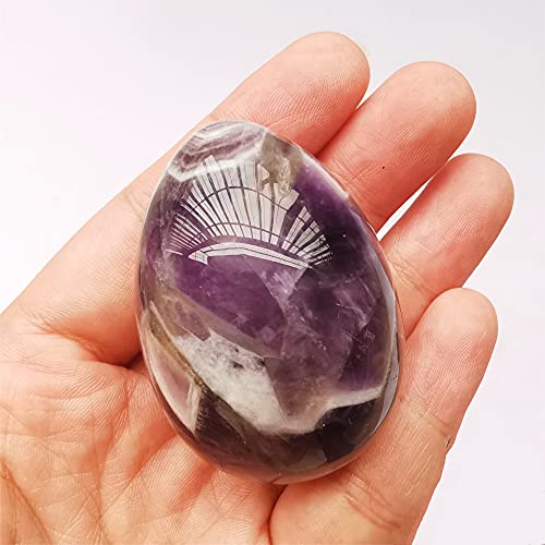 Manekieko Natural Amethyst Egg-Shape Meditation Chakra And Home Decor Balancing Gemstone and Crystals Figurines Kit,35 * 50mm Reiki Healers And Yoga Practioner With Wooden Stand - Image 2