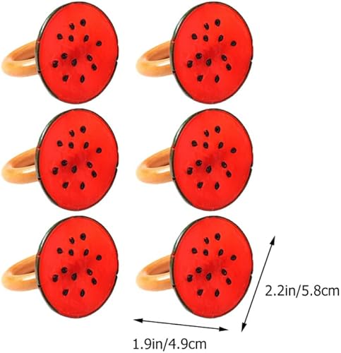Miniatura 6 de ABOOFAN 6 servilleteros de sandía, servilleteros de frutas, hebillas de plástico, anillos de servilleta de Pascua, para boda, fiesta, vacaciones,