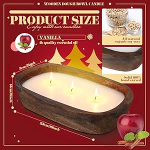 2 pack 10 inch wood dough bowl candle christmas candle decorative with wick scented candles soy xmas gifts for men women farmhouse table centerpiece homeapple and cinnamon  urban country home decor