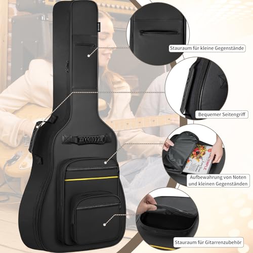 OUUTMEE 41 Zoll Tasche für E-Gitarre 104 x 40 x 7 cm Gitarrentasche Verstellbare Schultergu 5 mm Perlenwattepad 600D Oxford-Tuch，Schwarz
