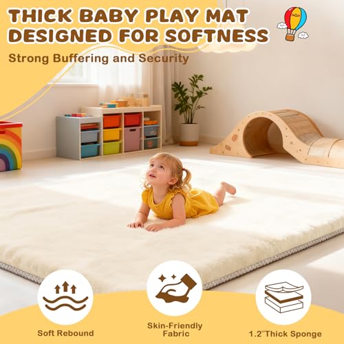 Image of Yozoia Thick Baby Play Mat for Floor 71 x 59, Ultra Soft Playpen Mat, Machine Washable Tummy Time Foam, Non-Slip Bottom Helps Cushion, for Kids, Infant and Toddler Crawling
