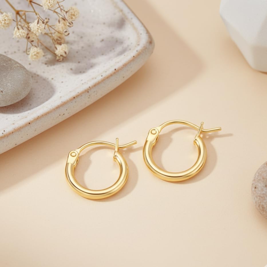 14K Gold Earrings for Women 14K Gold Hoop Earrings for Women Gold Hoops Earring for Womens Hoop Classic Simple Circular Silhouette Womens Hoop Earrings 12/14/16/18/20mm - Image 7