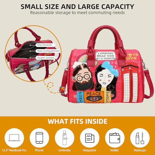 Leather Shoulder Bag for Women Big Boston Bag with Zipper For Work Travel Crossbody Handbag 5
