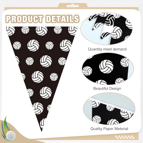 Image of Jetec 5 Pcs 49 ft Volleyball Party Decorations Pennant Banner Theme Triangle Flags Garland Bunting Banner for Volleyball Fans Outdoor Indoor Home Sport Birthday Party Decorations Supplies