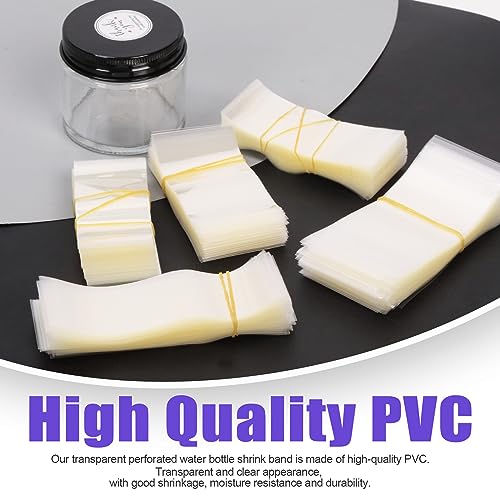 Image of Swpeet 900Pcs 6 Sizes 2.44 inch 2.71 inch 2.95 inch 3.22 inch 3.5 inch Clear PVC Heat Shrink Wrap Bottle Shrink Bands Assortment Kit, Perforated Bottle Shrink Bands Perfect for Bottles, Jars, Cans and Tin Lip Gloss