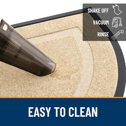 Image of OLANLY Half Circle Door Mat Indoor Outdoor Entrance Welcome, Waterproof All-Season, All-Weather Doormat, Sturdy Natural Rubber, Low Profile, Easy Clean Patio Porch Entryway Mat, 47x23, Beige