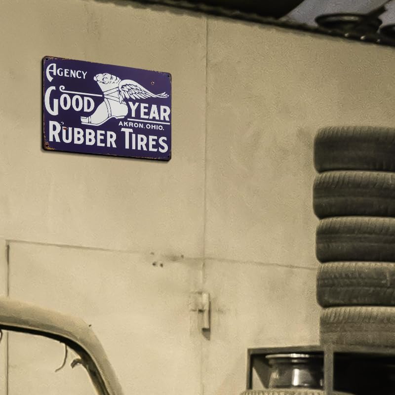 Miniatura 8 de Letreros de lata vintage, juego de 5, aceite de motor y anuncios automotrices (blanco)