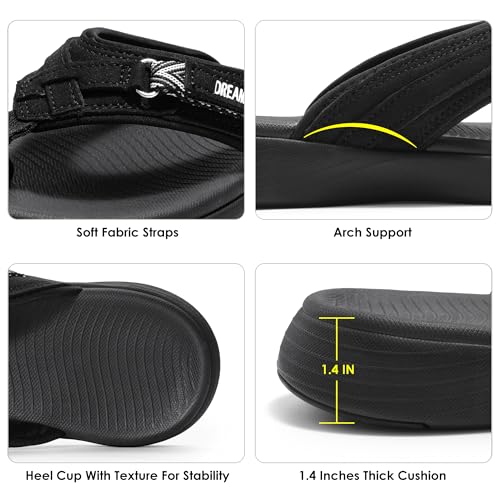 DREAM PAIRS Women's Arch Support Flip Flops Comfortable Thong Sandals4