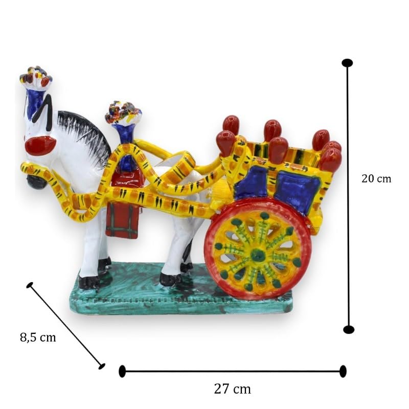 Carro Siciliano con Caballo de base rectangular marrón estable 3