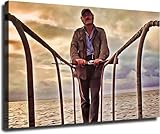 Jaws Quint Standing Sunset Retro Movie Canvas Poster Canvas Painting Print Wall Art Modern Classroom Kitchen Bedroom Room Aesthetics Decoration Boys Women Gift (16×24inch No Framed)