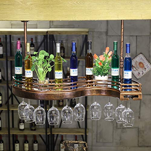 Support à bouteilles de vin suspendu plafond bois bronze 100cm