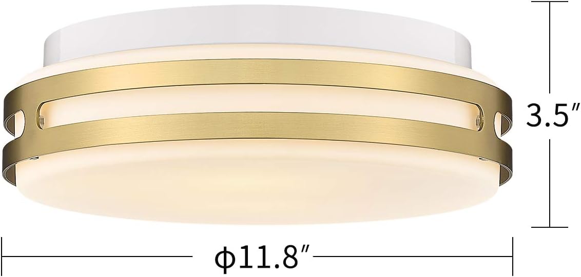 Autelo 12" Flush Mount Ceiling Light Fixture, 2-Light Close to Ceiling Light with Frosted Glass Shade in Antique Brass Finish, for Living Room Hallway Bedroom C3578 BRZ - - 