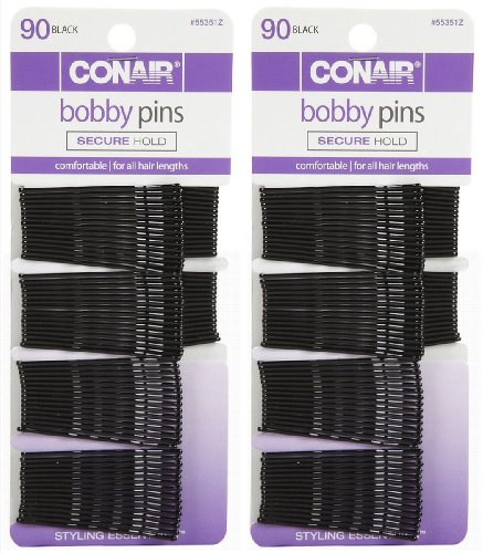 Conair Bobby Pins, Black, 90 ct, 2 pk