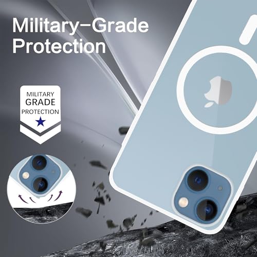 Image of amazon basics Luxury Paper Thin Case Cover for iPhone 13 / iPhone 14 5G | Matte Finish | Compatible with magsafe | (White, iPhone 13 / iPhone 14 5G)