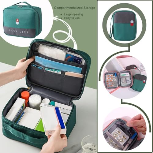 Image of ARURA (LABEL) Medicine Bags, Travel First Aid Box, Empty First Aid Kit Waterproof Medicine Storage Box, First Aid Pouch for Home, Office, Travel, Camping, Hiking (Small + Large)