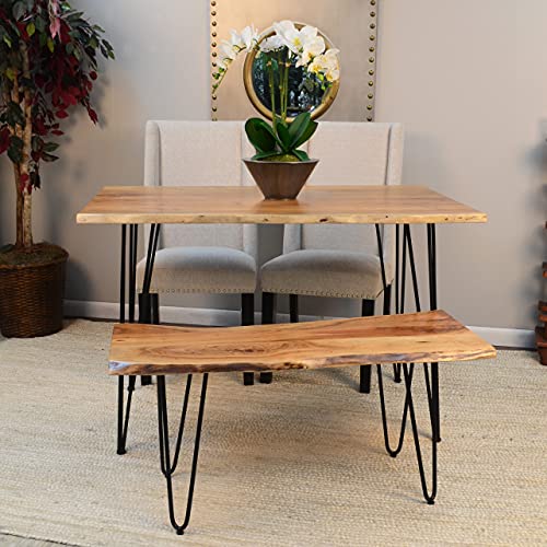 Carolina Chair & Table Ale1618Natblk Siena Live Edge Coffee Table/Bench, Natural/Black #TOP4