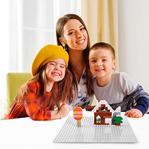 Image of Lekebaby 2 Pack Classic Baseplates 10 inch x 10 inch, Building Base Plates for Building Bricks, 100% Compatible with Major Brands and Activity Table-Baseplate, Sturdy & Safe, Age 3 and up Kids, White