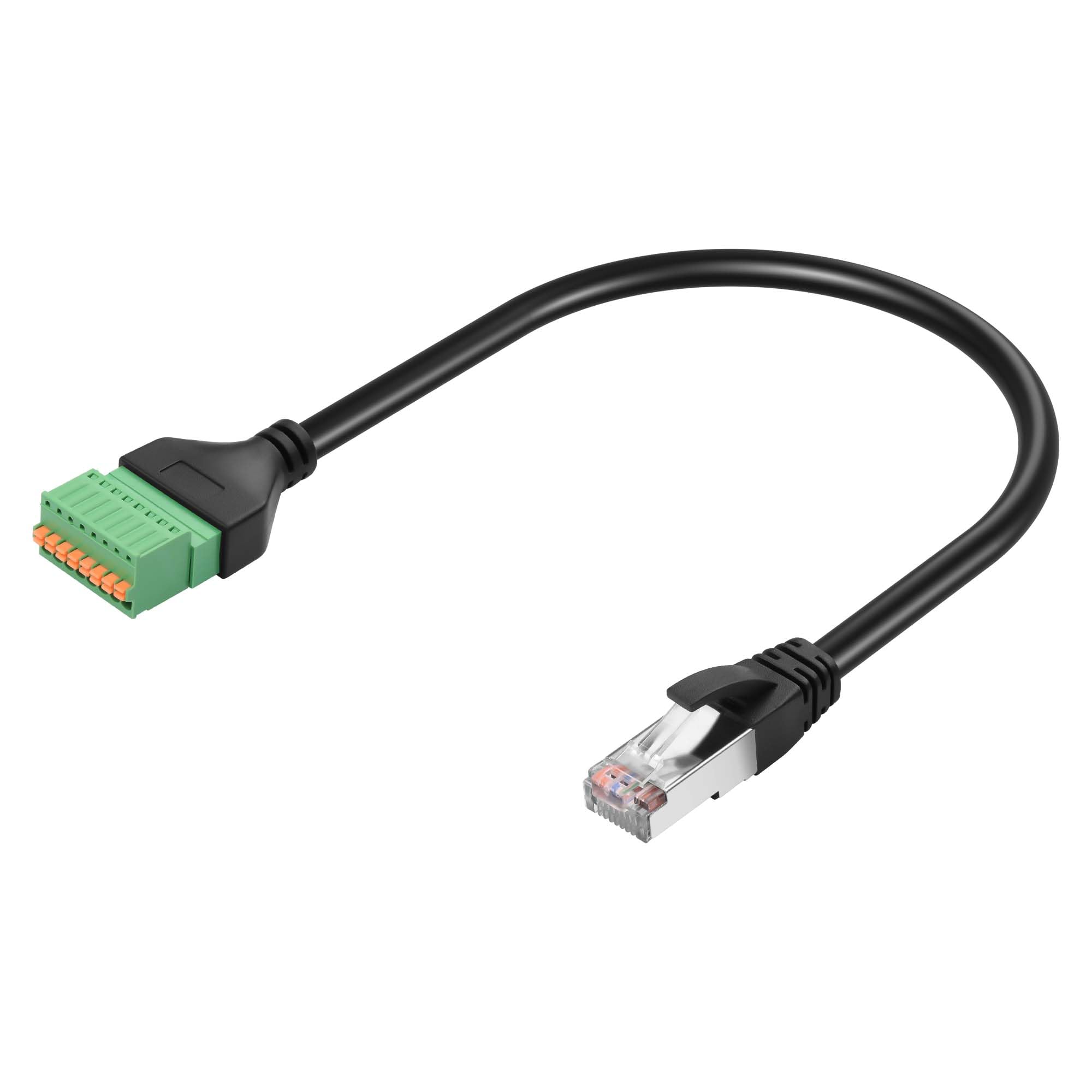 GINTOOYUN RJ45 to 8-Pin Crimped Terminal Cable Cat5 Quick Crimping Spring Ethernet Cable RJ45 8P8C Male to 8-Pin Solderless Detachable Terminal Ethernet Cable for Laptop,Router etc(13.07 Inch)