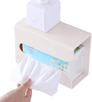 Tissue Box Cover | Self Adhesive Wall Mounted Facial Tissue Box Holder - Rectangular Tissue Box Cover Holder for Kitchen, Bathroom, Laundry, Counter and Table Germplasm