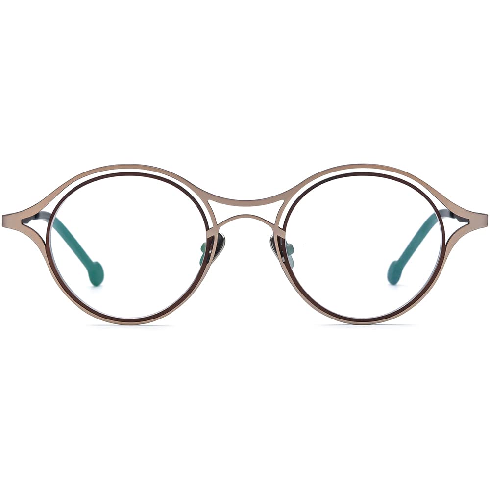 FONEX Colorful Pure Titanium Glasses Frame Women Retro Round Eyeglasses