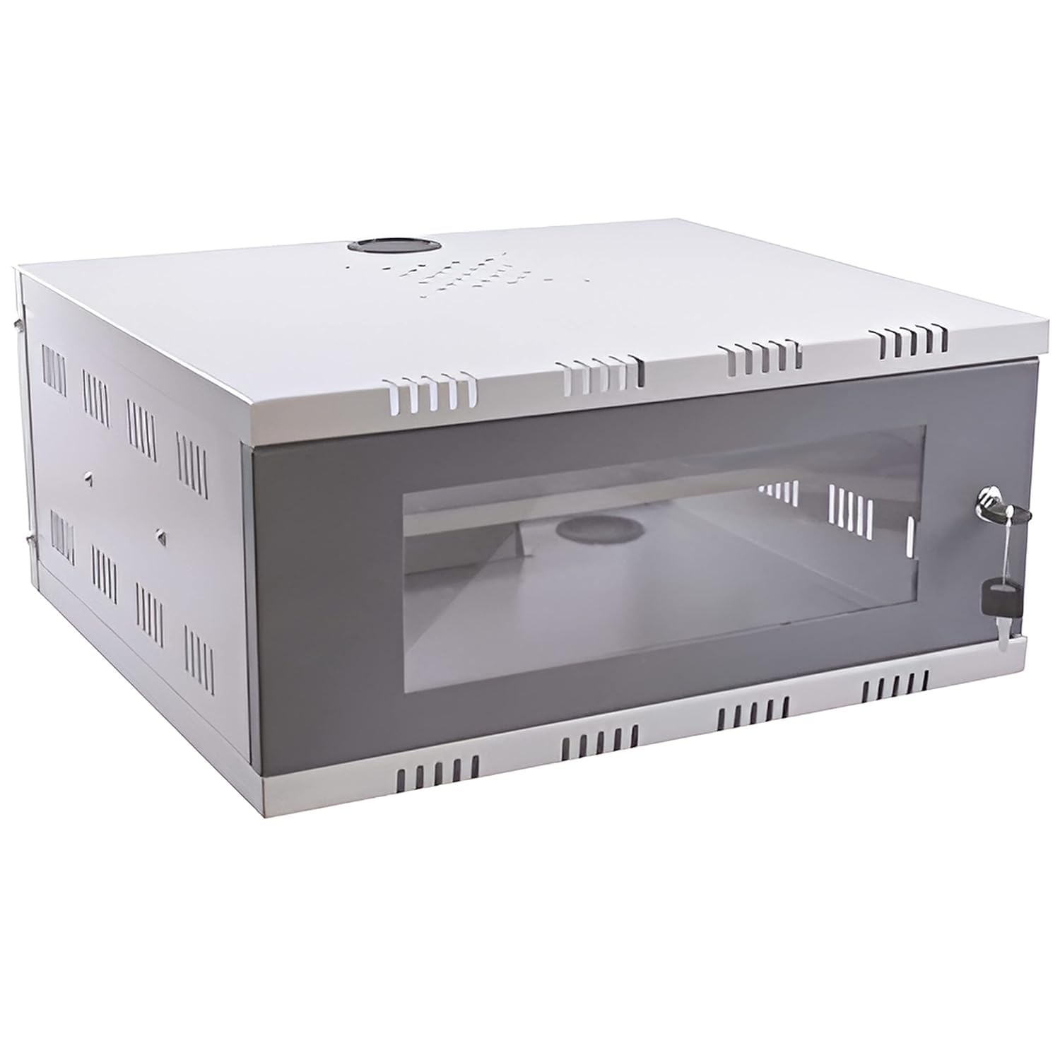 OEM 3U DVR Rack/NVR/Server Rack/Network Rack/DVR Cabinet Box with 3 Power Socket and 1 Tray/Shelf and Lock for CCTV DVR - (400mm * 400mm * 200mm) - 3U - Transparent Glass Door Cabinet - (Metal)