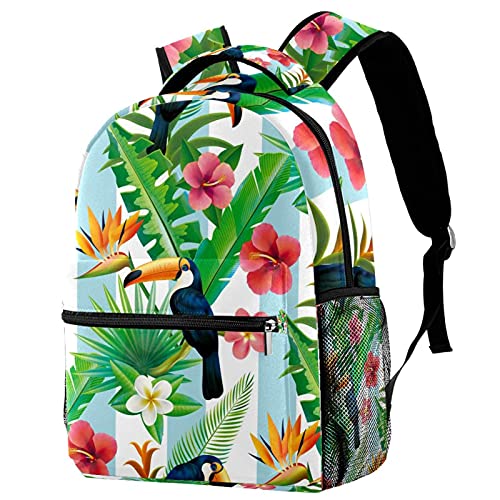 Sac à dos voyage campus motif toucan tropical et bretelles confort