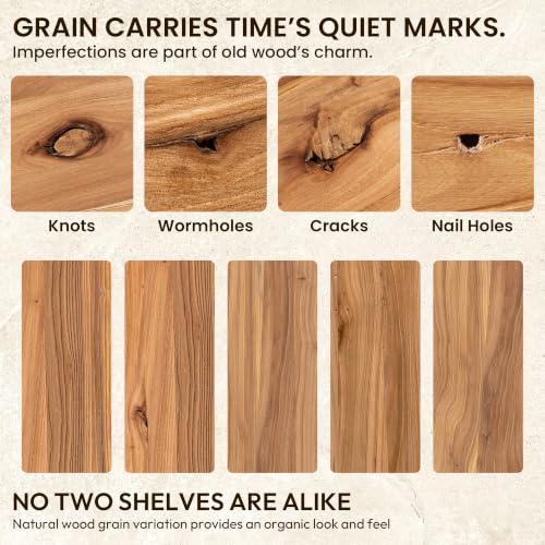 Image of Fun Memories Floating Shelves for Wall, 24 inchx9.3 inch Solid Wood Floating Live Edge Shelf, Heavy-Duty Wall Shelf with Invisible Brackets, Set of 2 for Living Room, Bedroom, and Kitchen, Natural Finish
