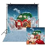 Allenjoy 5x7ft Christmas Candy Canes House Backdrop Winter Snow Fairy Tale Snowflake Xmas Party Decoration Baby Kids Photography Background for Selfie Pictures Photo Studio Booth Props
