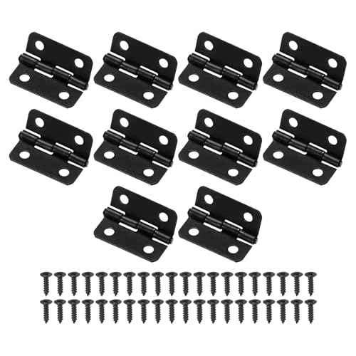 M METERXITY 10-Pack Door Hinges, 3/4in (18mm) Electroplated Iron Interior Door Folding Butt Mini Hinges with Screw for Wooden Box/Jewelry Box/Cabinet [Black]