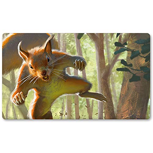 Four leaves Squirrel Toke,DE - Brettspiel MTG Spielmatten+Kostenlose wasserdichte Tasche,TCG Card Game Table Mat Größe 60X35CM, Mouse Pad kompatibel mit Digimon MTG TCG CCG RPG Cover