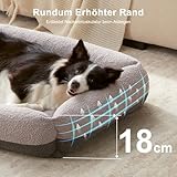 Pawk Hundebett Mittelgroße Hunde, Hundebett Waschbar mit Abnehmbarem Bezug, Hundekorb rutschfest Vierseitiges Nackenrolle Kissen Hundesofa, 63x53x18cm