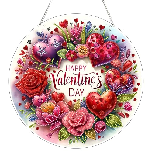 JJFox Love Diamond Painting Kit for Adults, Acrylic Hanging Ornament