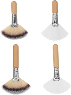 STOBAZA 4Pcs Fan Makeup Brush with Sturdy Han...