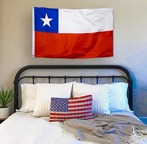 Danf Chile Flag 3X5 Ft Thick Polyester, Fade Resistant, Brass Grommets, Canvas Header Double Sided Chilean Flags 3 X 5 Feet #TOP2
