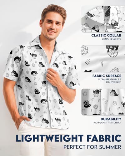 Image of 99TIMORO Fathers Funny Mens Hawaiian Shirt, Movie Button Down Short Sleeve Top, Father Day Summer Gifts