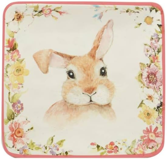 Certified International Easter Garden Canapé Plates, Set of 4, 6-Inch Ceramic Plates by Susan Winget, Bunny and Floral Spring Design