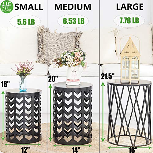 HFHOME-Multifunctional-Nesting-Round-Metal-Coffee-End-Tables-Set-of-3-Modern-Furniture-Nightstands-Decor-Side-Tables-Plant-Stand-for-Home-Office-Indoor-Garden-Outdoor-Pure-Black HFHOME Multifunctional Nesting Round Metal Coffee End Tables Set of 3 Modern Furniture Nightstands Decor Side Tables Plant Stand for Home Office Indoor Garden Outdoor Pure Black