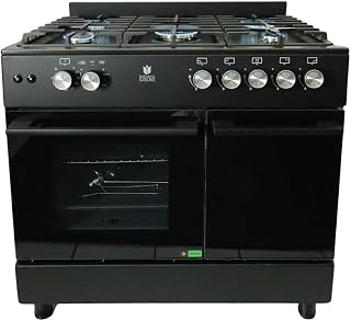 Gasline GAG90GPXFL-B Schwarz Gas Standherd mit Flaschenschrank Umluft Hähnchenspieß 71 Liter wok 4,8 kw 90cm Propan 50Mbar
