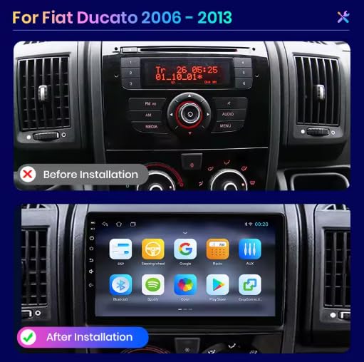 Schermo Auto Ducato 2007-2015 Android Auto CarPlay 8Core Android 13 Autoradio per FIAT Ducato/Peugeot Boxer/Citroen Jumper Navigatore,Stereo 2 Din con Schermo da 9 Pollici con Bluetooth