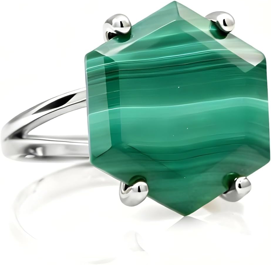 Vibrant Malachite Ring - Customizable Womens Silver Rings - Fashion Statement Gemstone Jewelry, Wedding, Anniversary - Choose Your Ring Size
