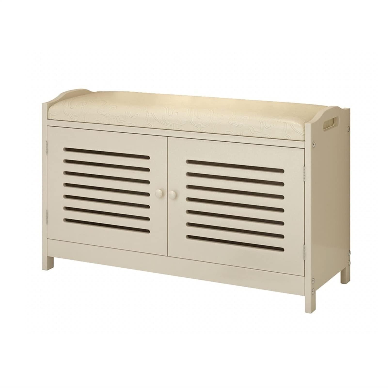 GDMDPTE 2-Tier Shoe Rack nizer with Storage Bench Warm White Entryway Cabinet with Door Perfect for Living Room and Hallway 60cm Space-Saving Design